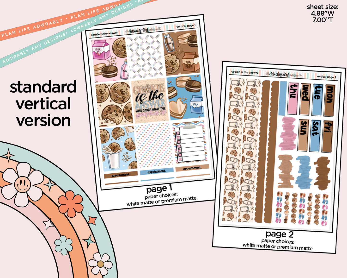 Vertical Cookie is the Answer Weekly Sticker Kit for Vertical Standard Size Planners or Insert