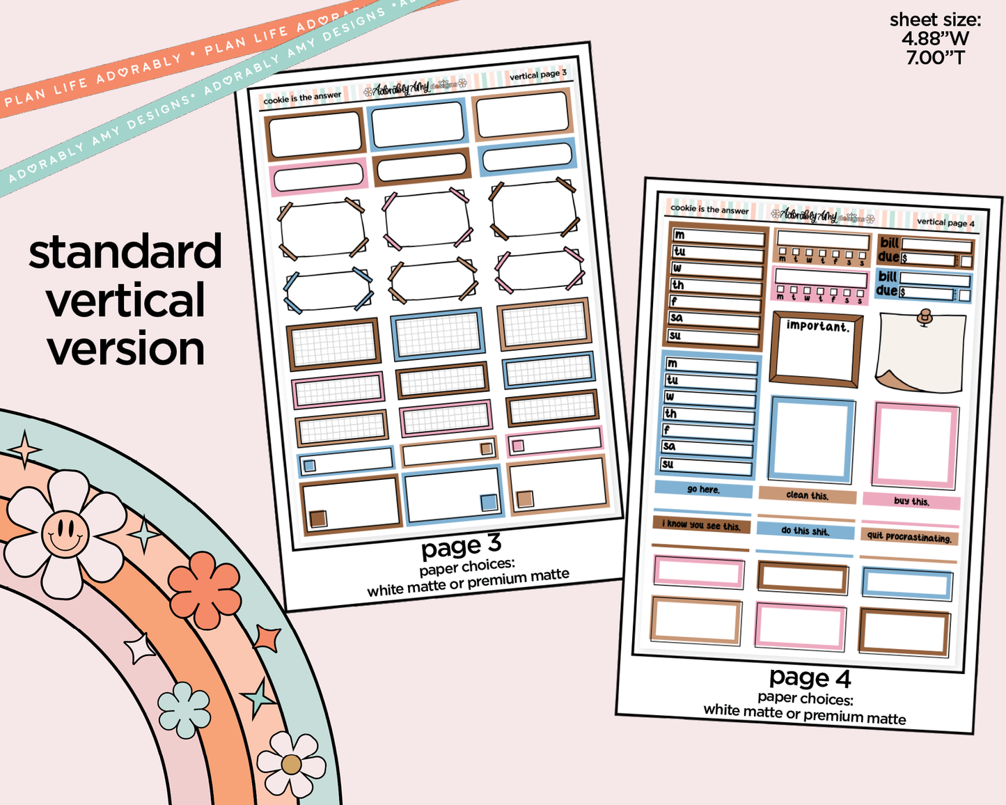 Vertical Cookie is the Answer Weekly Sticker Kit for Vertical Standard Size Planners or Insert