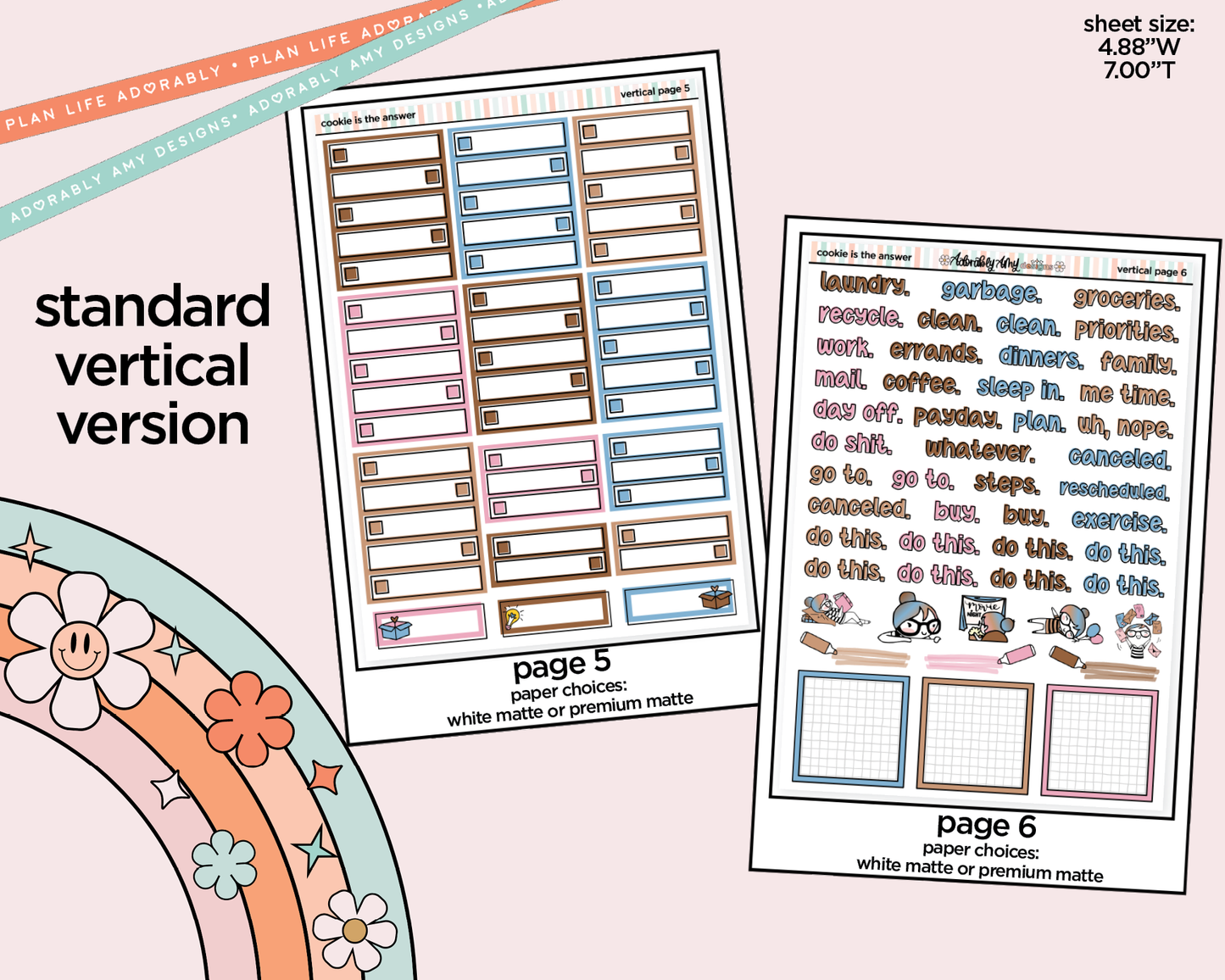 Vertical Cookie is the Answer Weekly Sticker Kit for Vertical Standard Size Planners or Insert