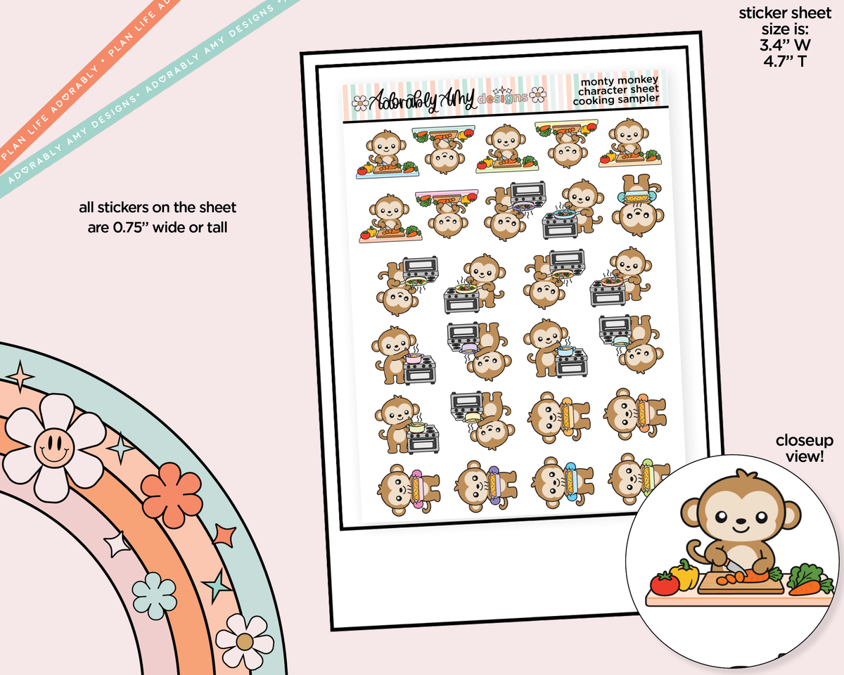 Monty the Monkey Cooking Sampler Decoration Character Planner Stickers
