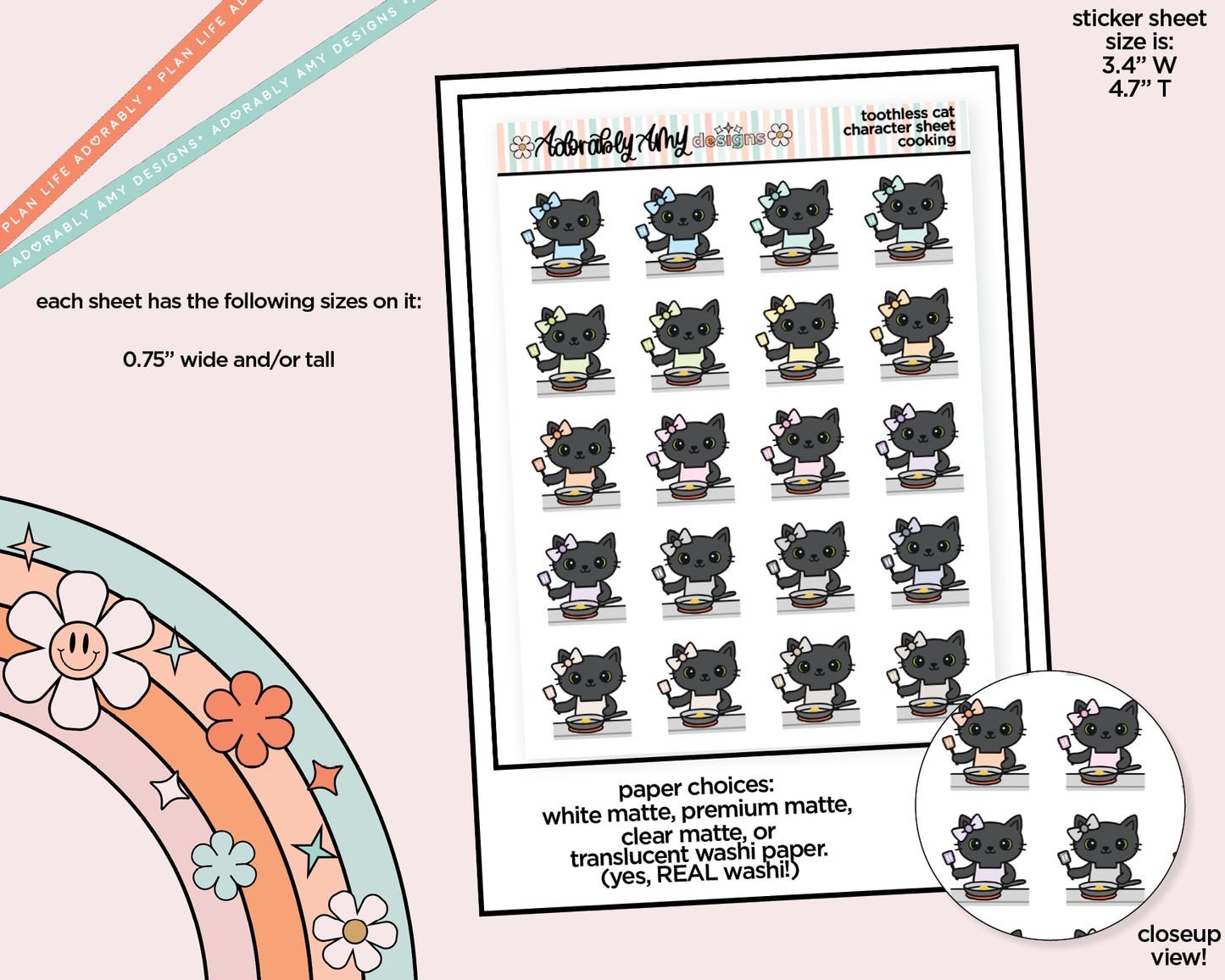 Toothless Cat Cooking Decoration Character Planner Stickers
