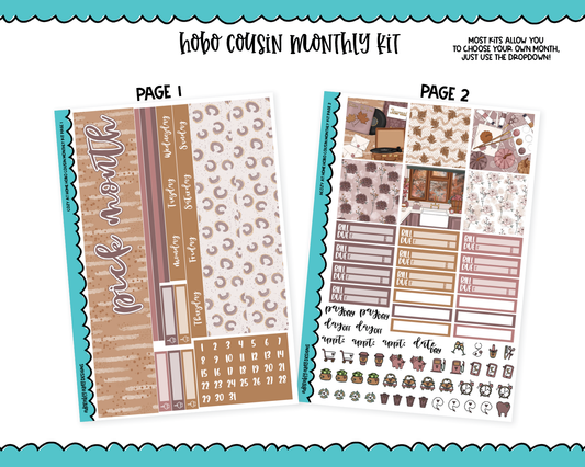 Hobonichi Cousin Monthly Pick Your Month Cozy at Home Fall Autumn Cozy Themed Planner Sticker Kit for Hobo Cousin or Similar Planners
