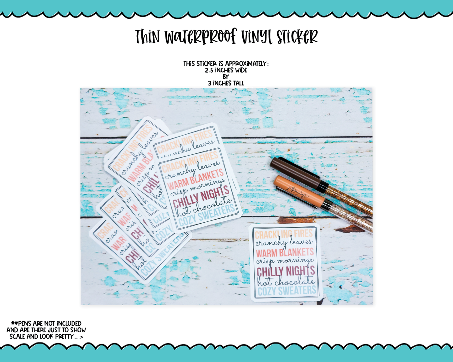 Waterproof Vinyl Large Diecut Stickers - Fall Bucket List