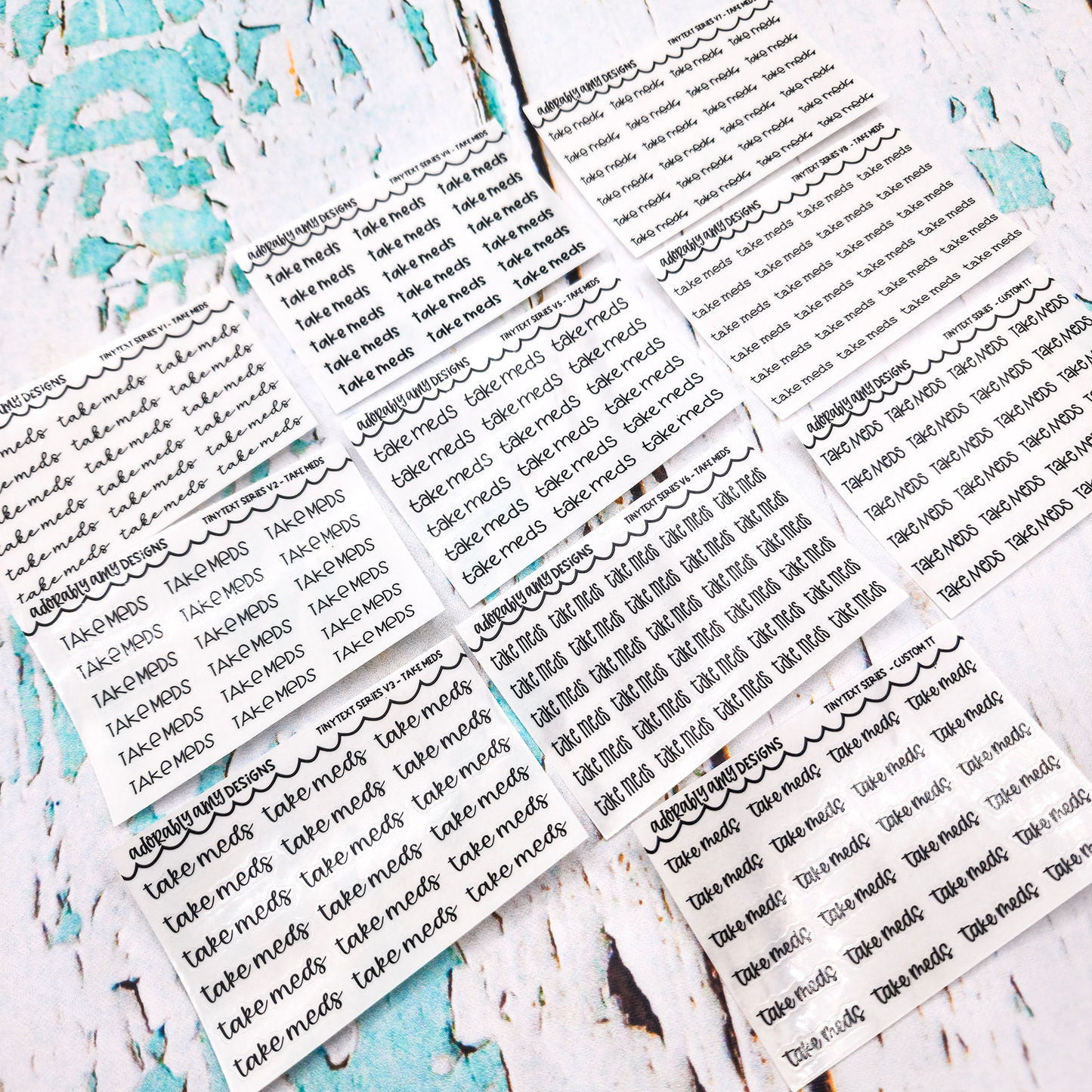 Custom Foiled Tiny Text Sticker Sheet Planner Stickers for Erin Condren, Plum Planner, Inkwell Press, Kikki K or Any Size Planners - Adorably Amy Designs