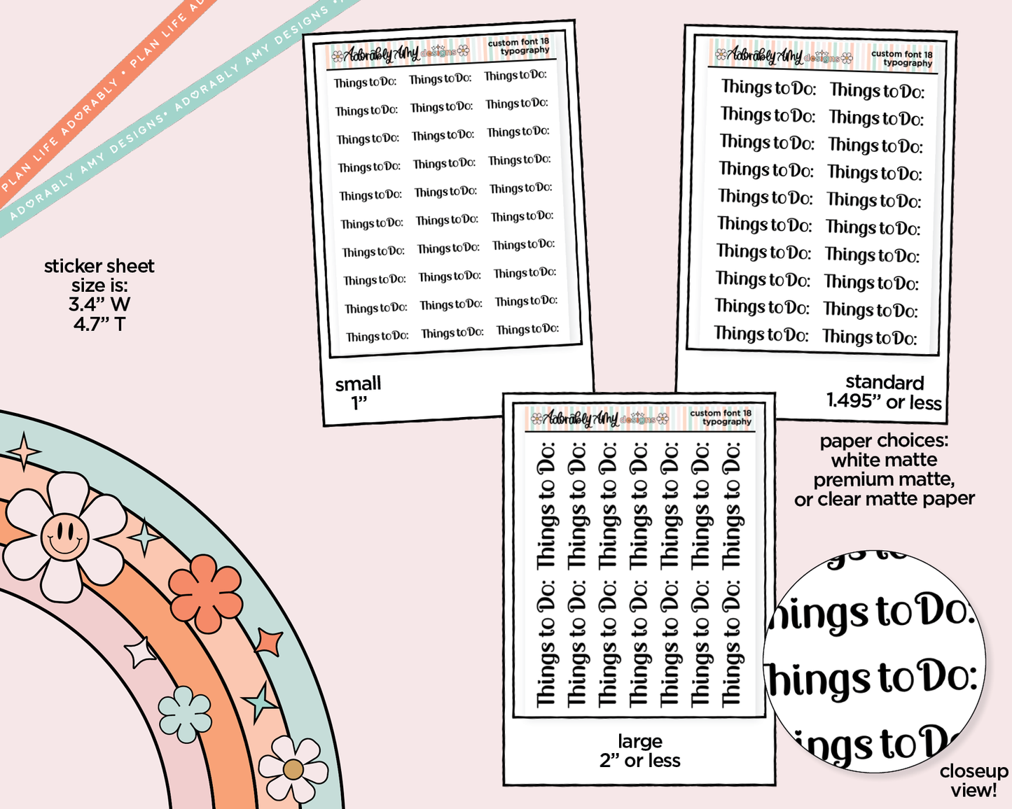 Custom Typography Sticker Reminder Planner Stickers for any Planner or Insert - Adorably Amy Designs