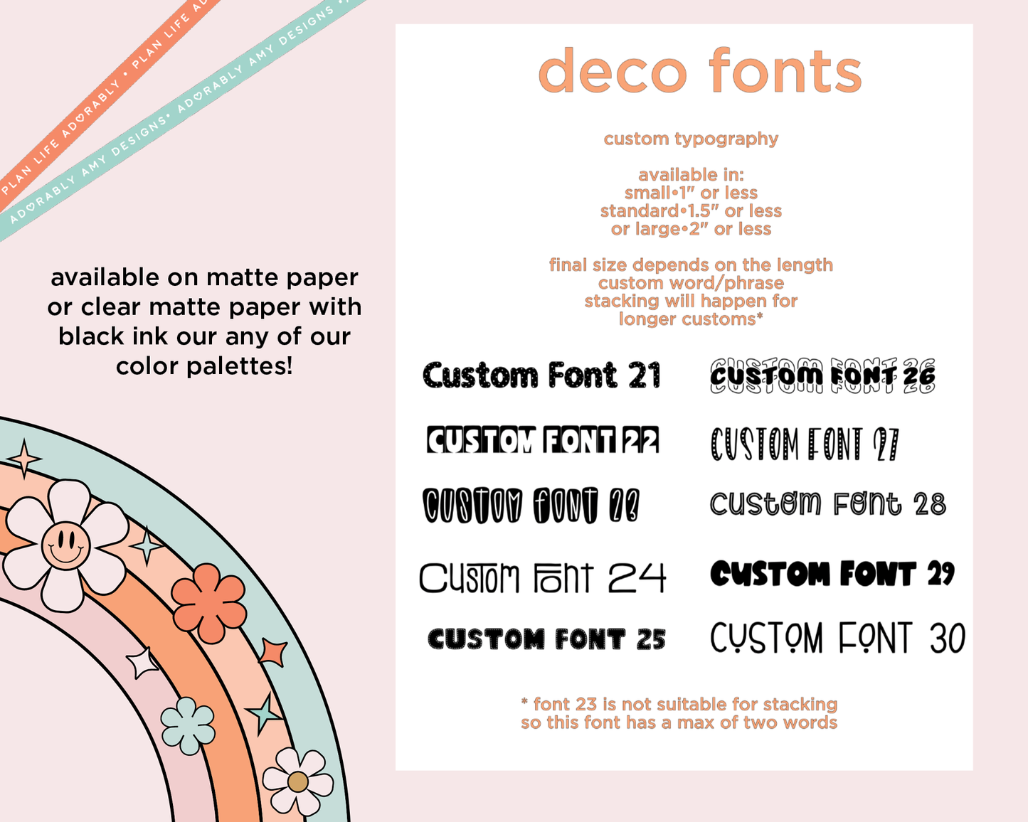Custom Typography Sticker Reminder Planner Stickers for any Planner or Insert - Adorably Amy Designs