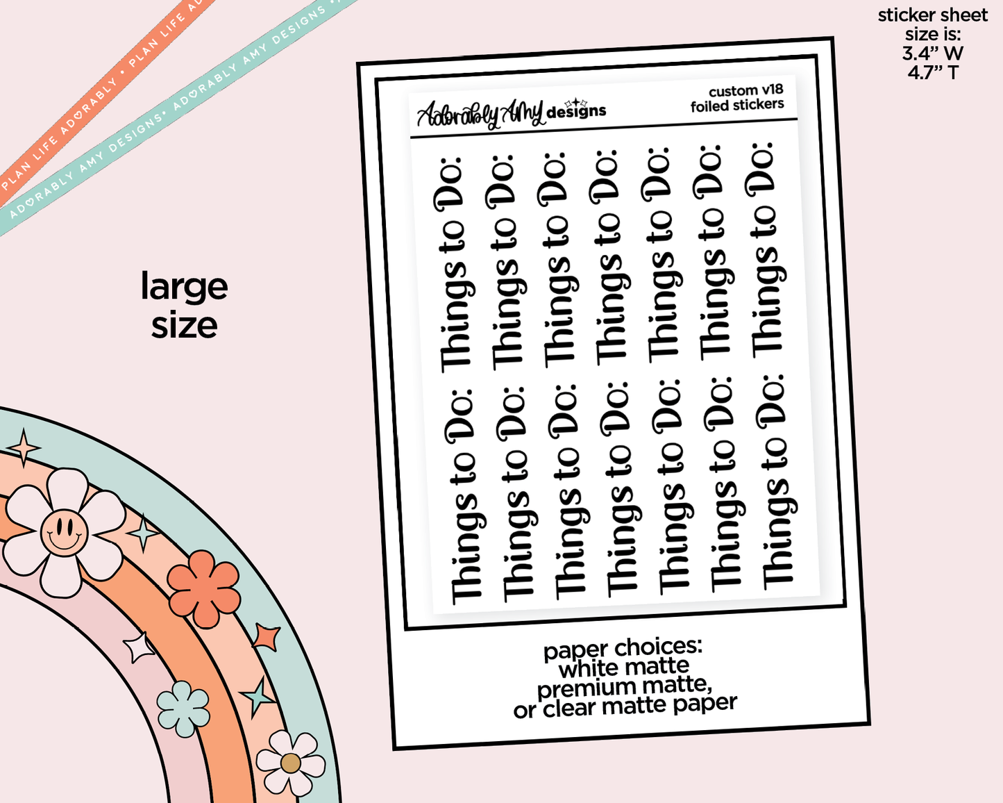 Foiled Custom Word/Phrase Stickers Planner Stickers for any Planner or Insert - Adorably Amy Designs