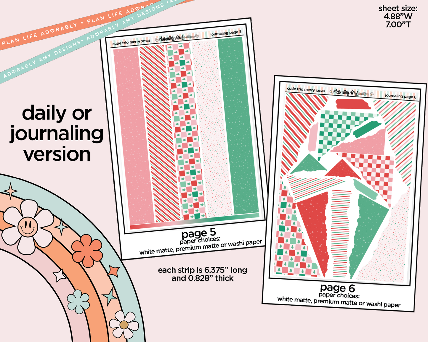 Journaling and Daily Planning The Cutie Trio Merry Christmas in My Hand Planner Sticker Kit