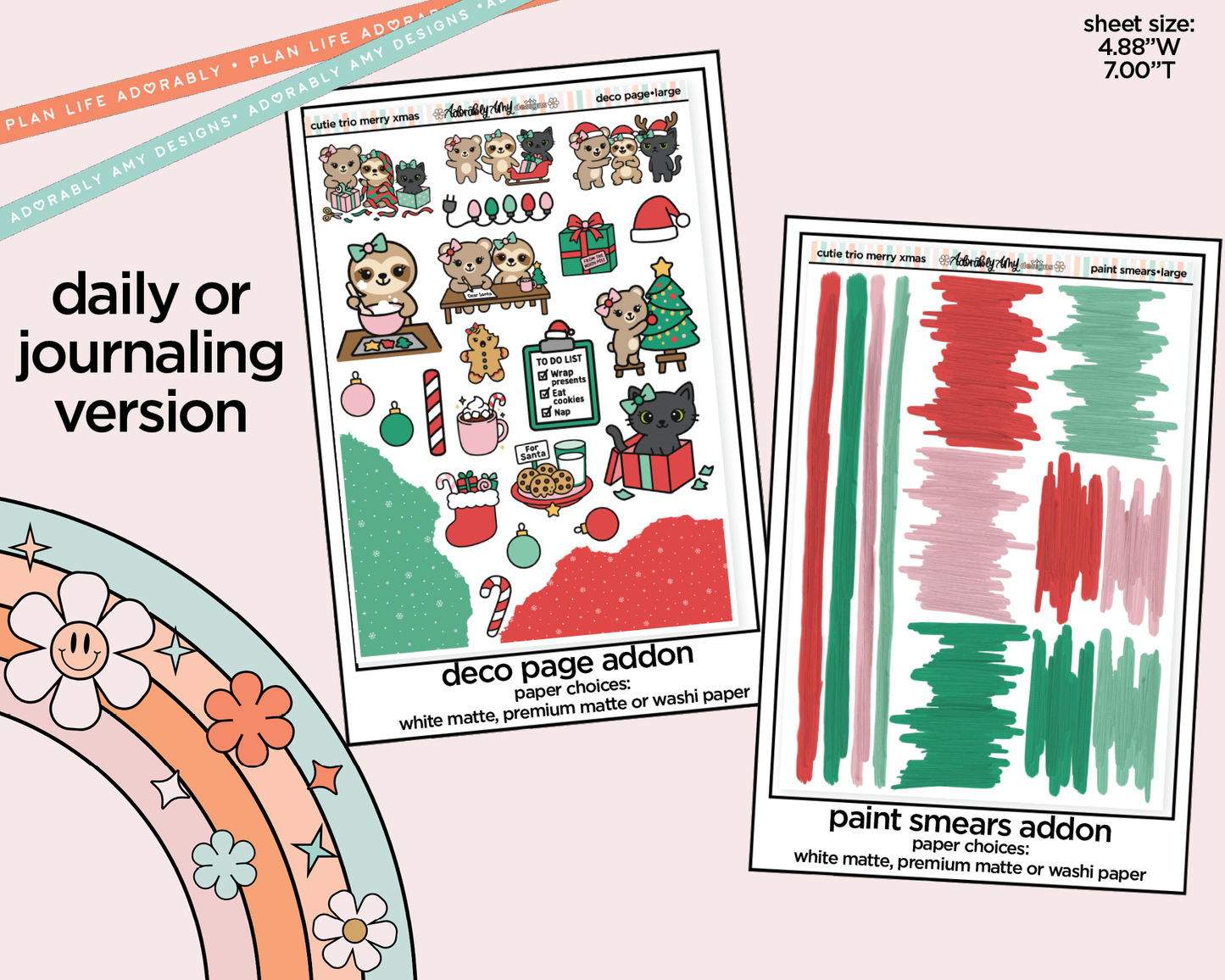 Journaling and Daily Planning The Cutie Trio Merry Christmas in My Hand Planner Sticker Kit