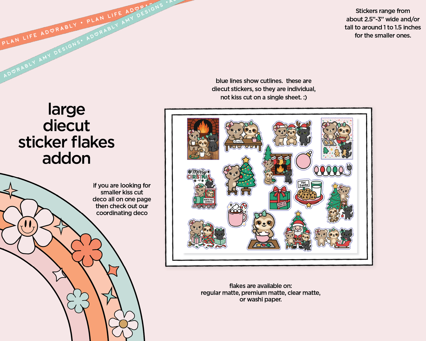 Journaling and Daily Planning The Cutie Trio Merry Christmas in My Hand Planner Sticker Kit