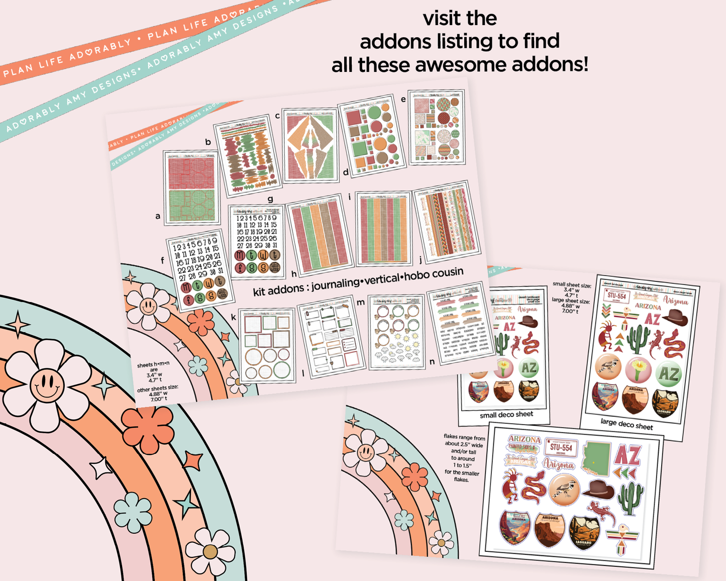 Hobonichi Cousin Weekly States Collection -Arizona Desert Landscape Planner Sticker Kit for Hobo Cousin or Similar Planners