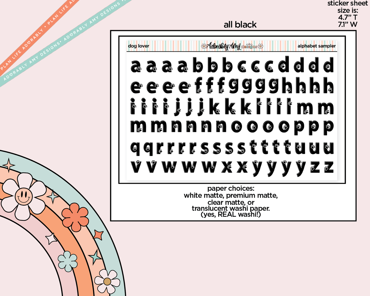 Dog Lover Alphabet Stickers Deco Typography Sampler Planner Stickers
