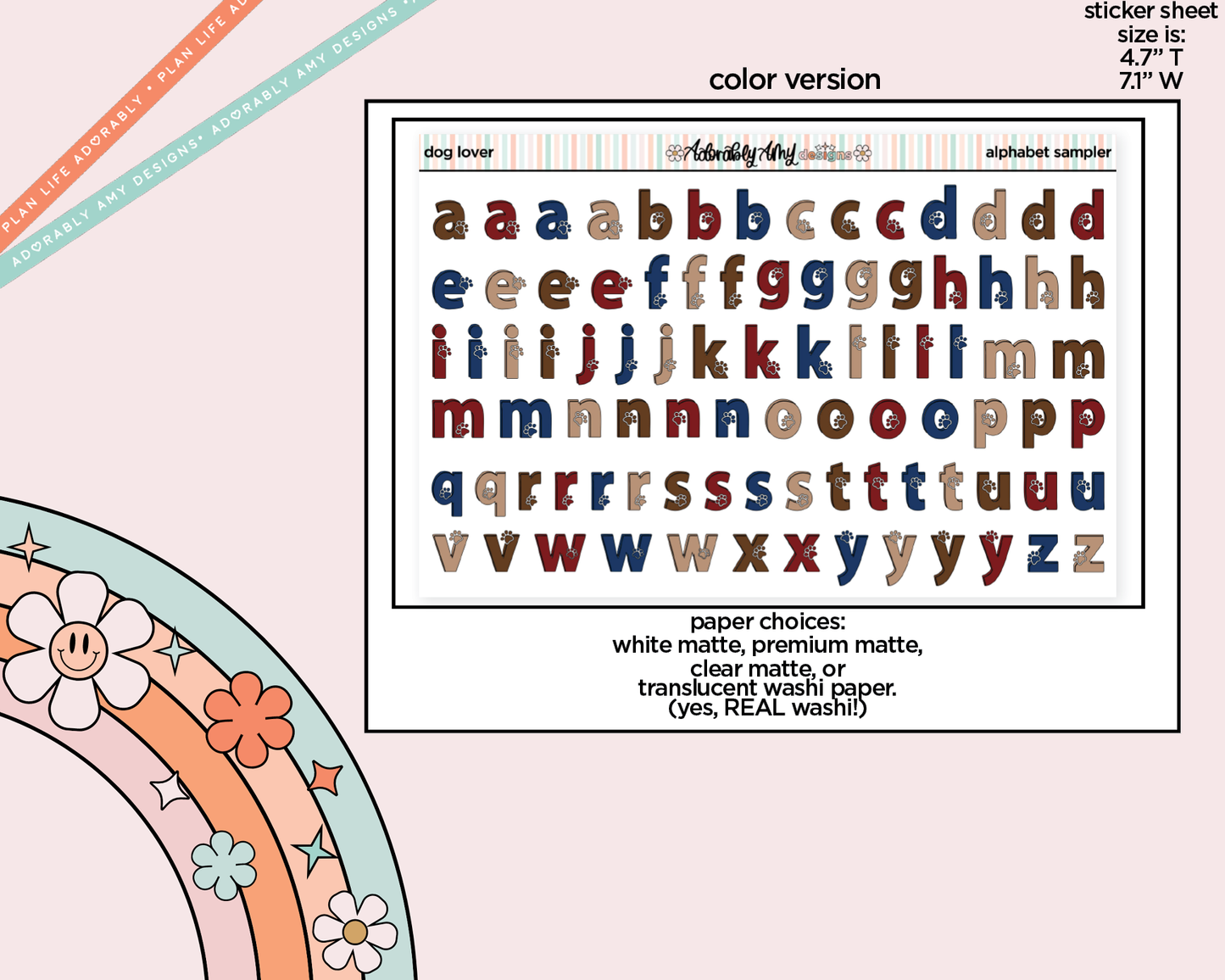 Dog Lover Alphabet Stickers Deco Typography Sampler Planner Stickers