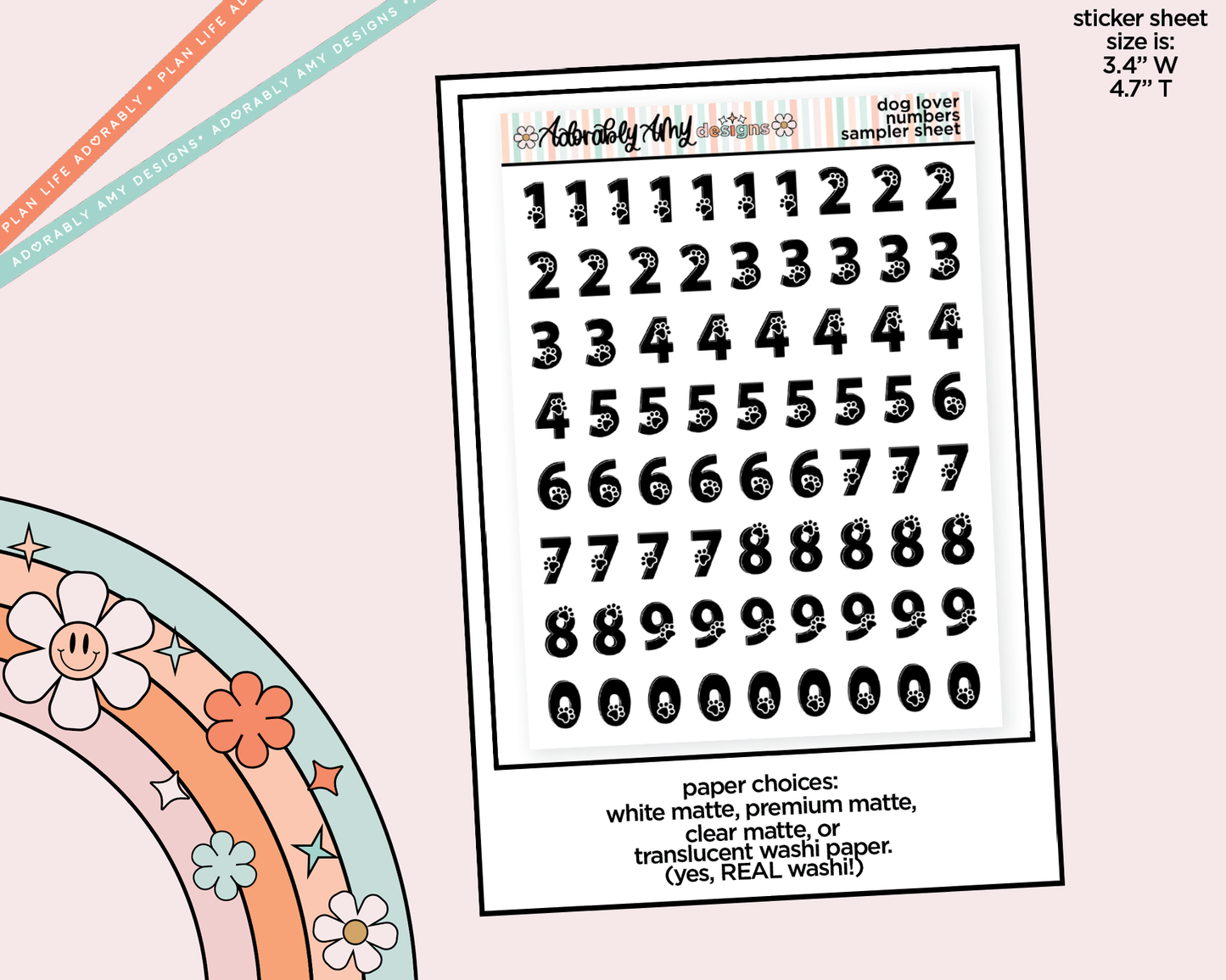Dog Lover Number Stickers Deco Typography Sampler Planner Stickers
