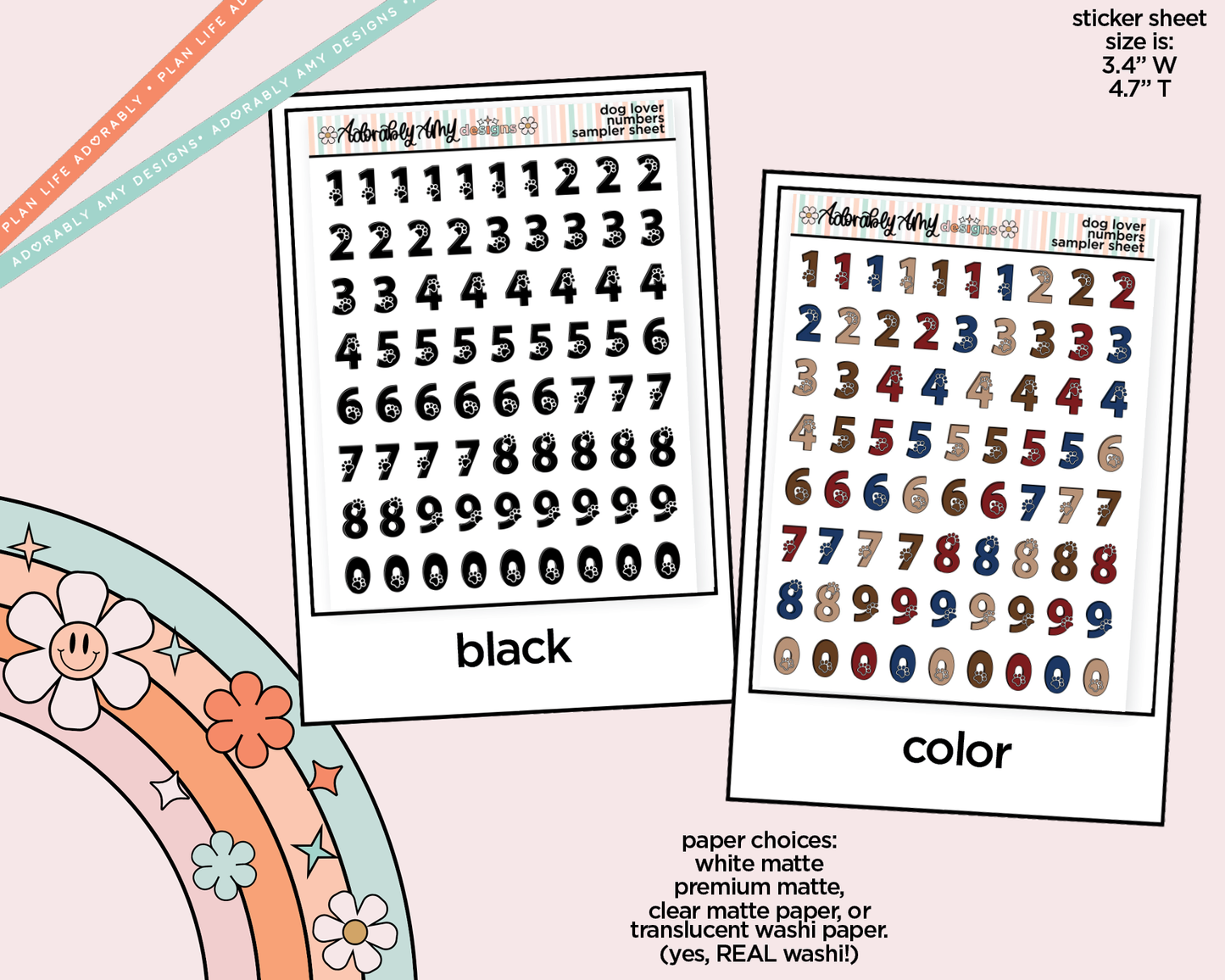 Dog Lover Number Stickers Deco Typography Sampler Planner Stickers