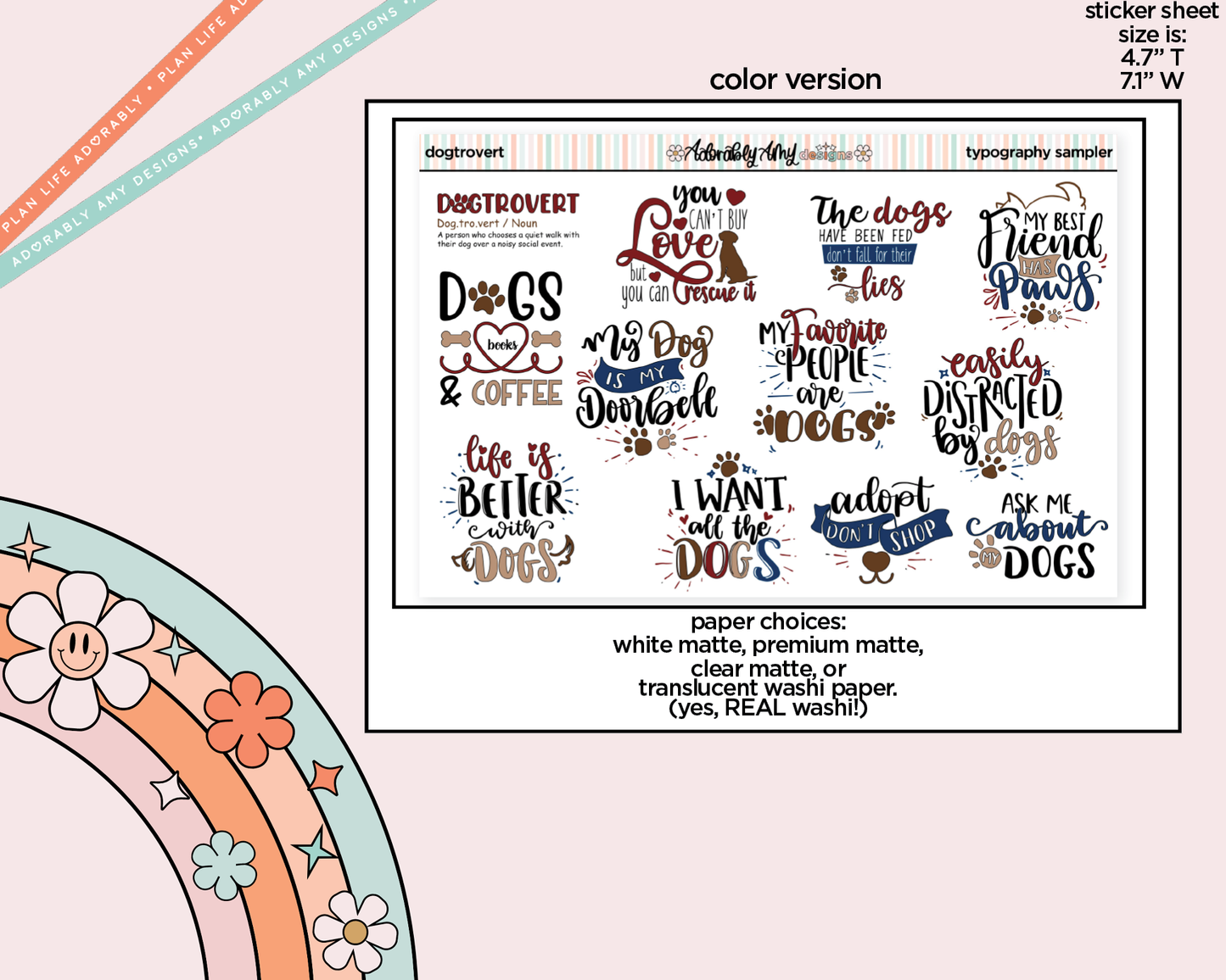 Dogtrovert Deco Typography Sampler Planner Stickers