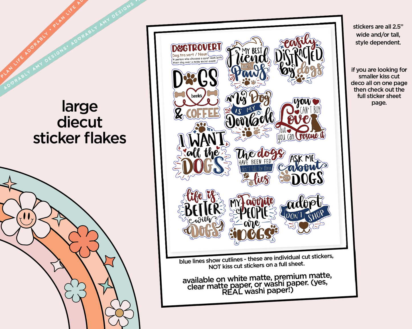 Dogtrovert Deco Typography Sampler Planner Stickers