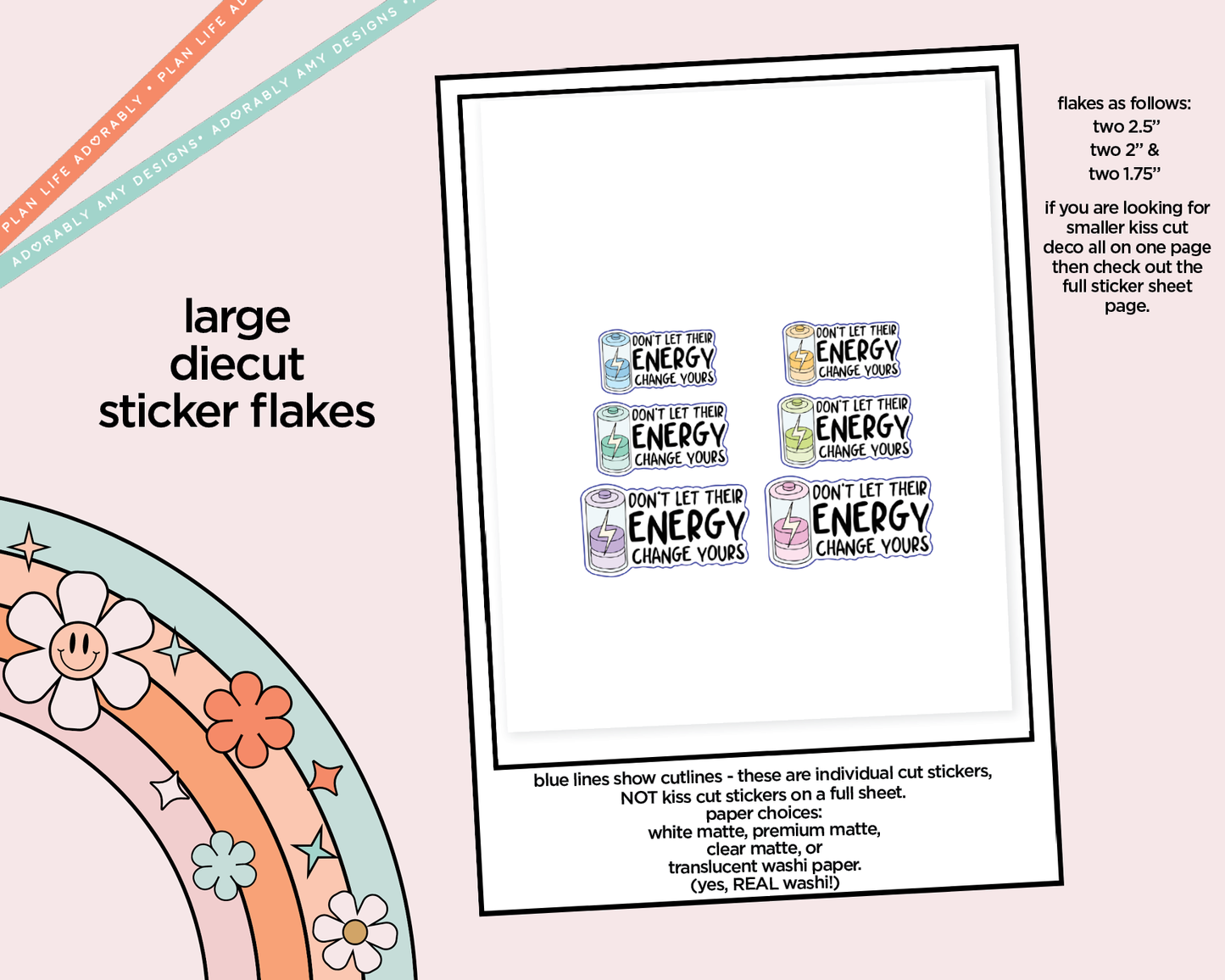 Don't Let Their Energy Change Yours Typography Sampler Planner Stickers