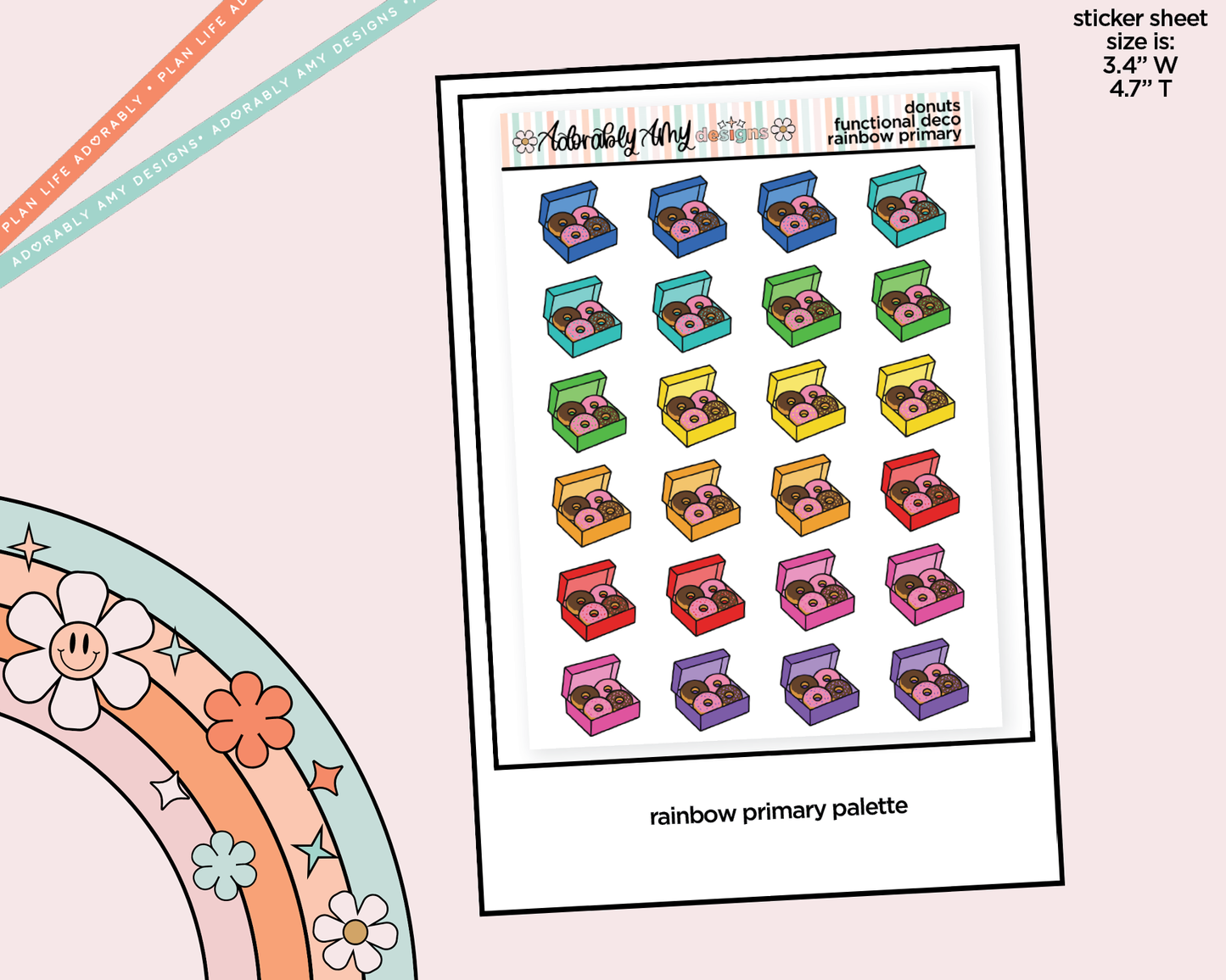 Rainbow Donuts Doodled Icon Stickers