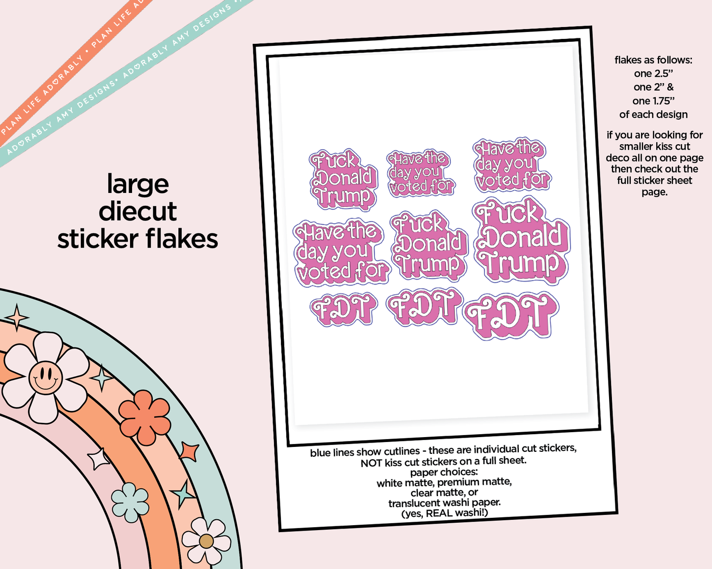 Dreamhouse Democracy Typography Sampler Planner Stickers