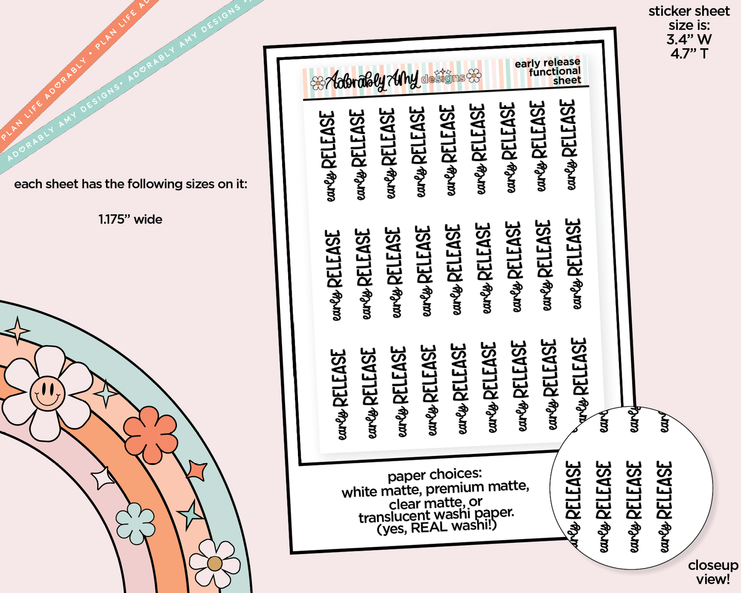 Early Release 2025 Typography Reminder Planner Stickers
