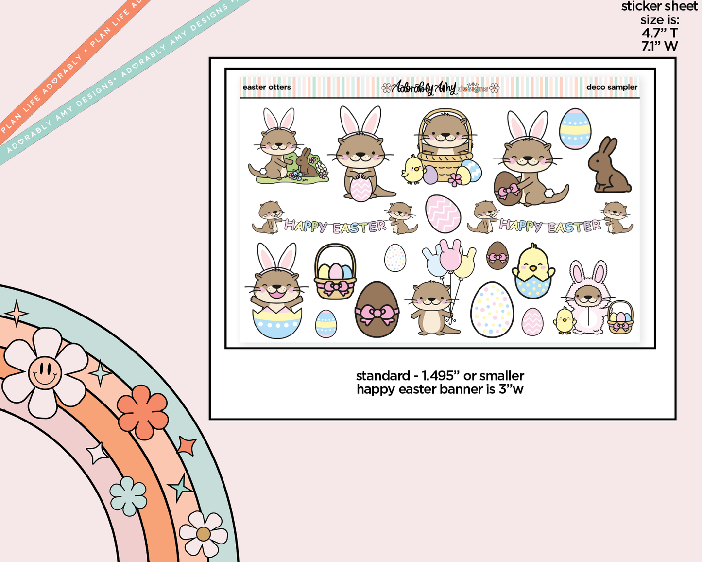 Happy Easter Otters Kawaii Deco Samplers in 3 Sizes Decorative Planner Stickers