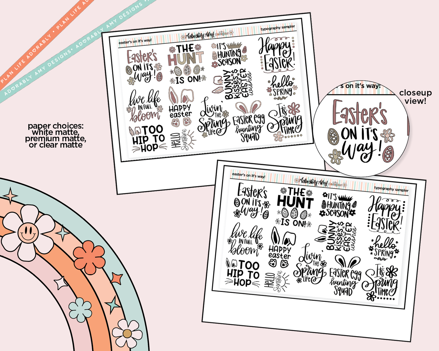 Easter's On It's Way Deco Typography Sampler Planner Stickers