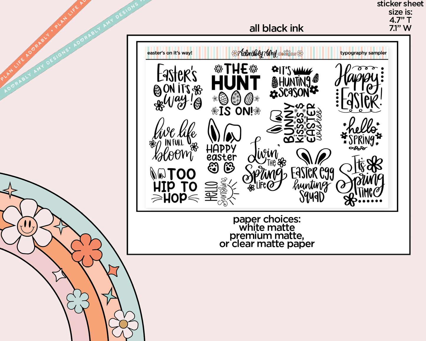Easter's On It's Way Deco Typography Sampler Planner Stickers