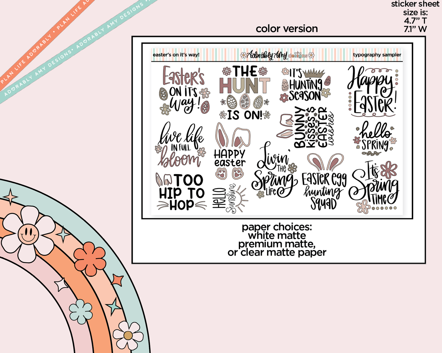 Easter's On It's Way Deco Typography Sampler Planner Stickers