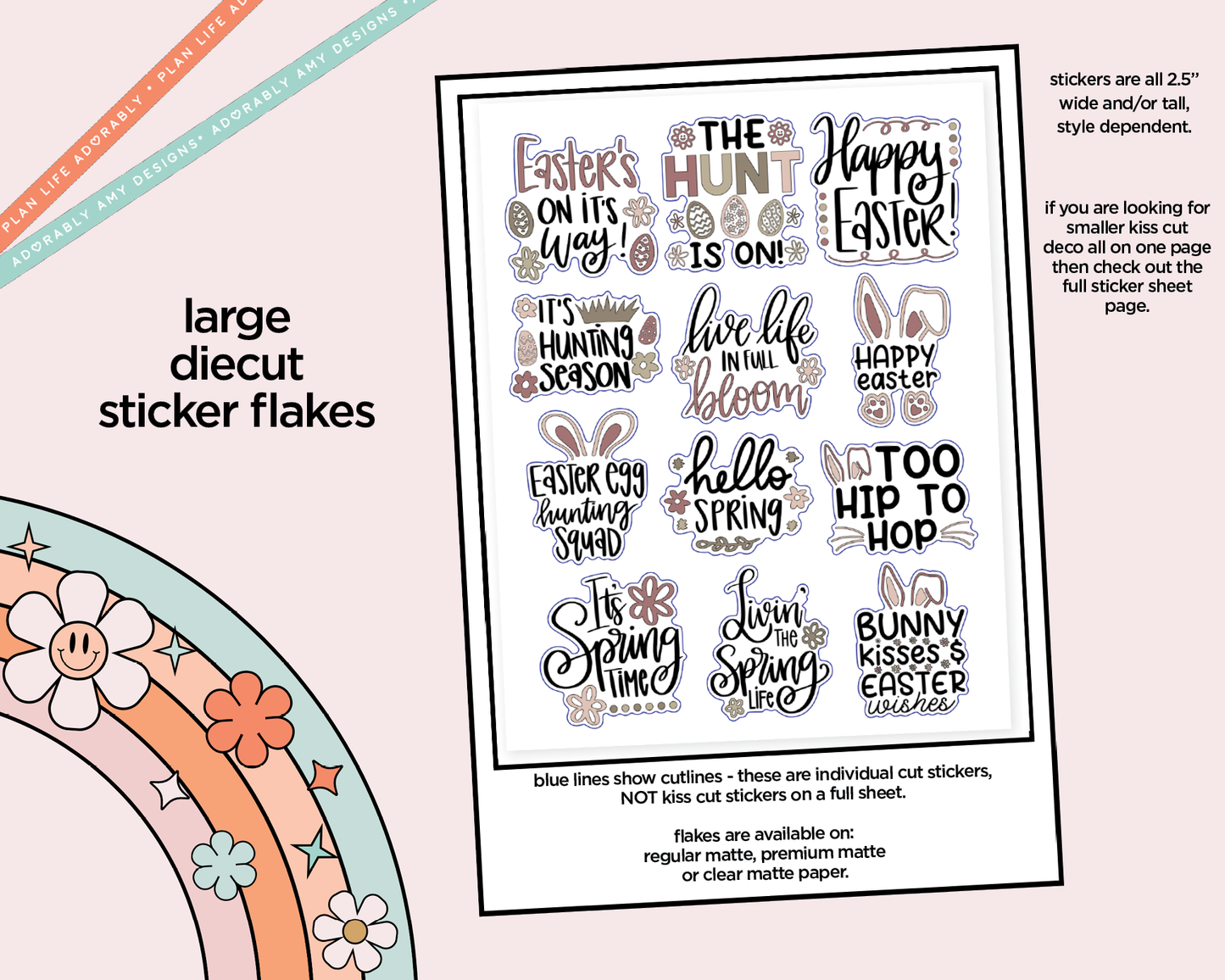Easter's On It's Way Deco Typography Sampler Planner Stickers