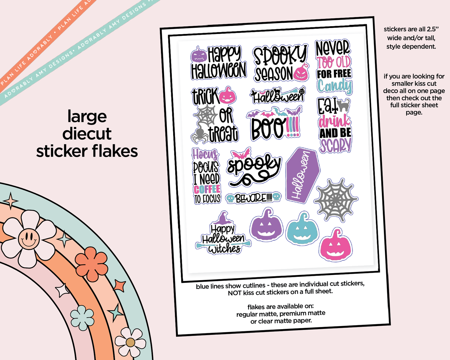 Eat, Drink and Be Scary Deco Typography Sampler Planner Stickers
