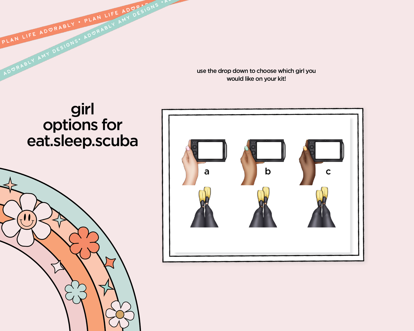 Hobonichi Cousin Monthly Pick Your Month Eat Sleep Scuba Planner Sticker Kit for Hobo Cousin or Similar Planners