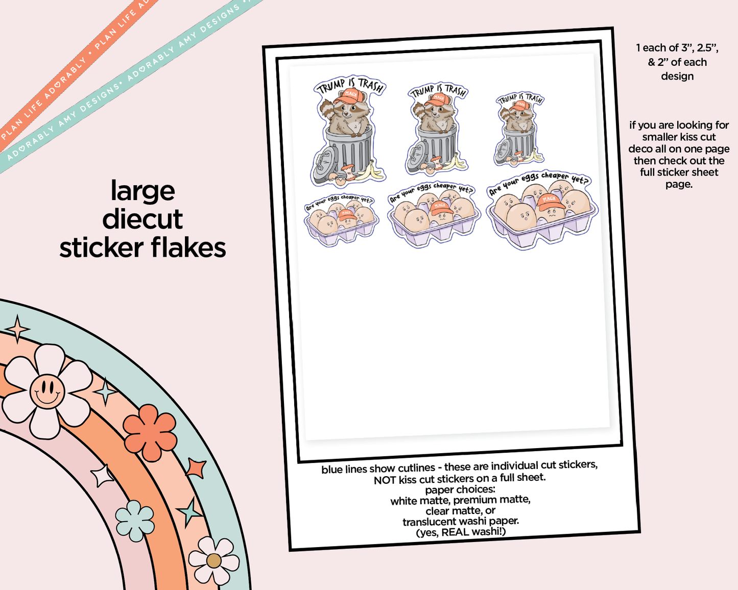 Are Your Eggs Cheaper Yet? Anti-Trump Themed Typography Sampler Planner Stickers