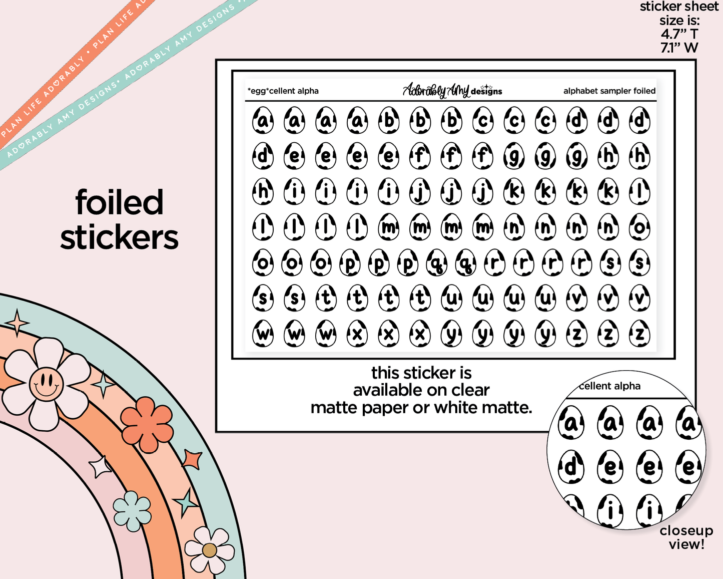 Foiled Eggscellent Alphabet Stickers Deco Typography Sampler Planner Stickers