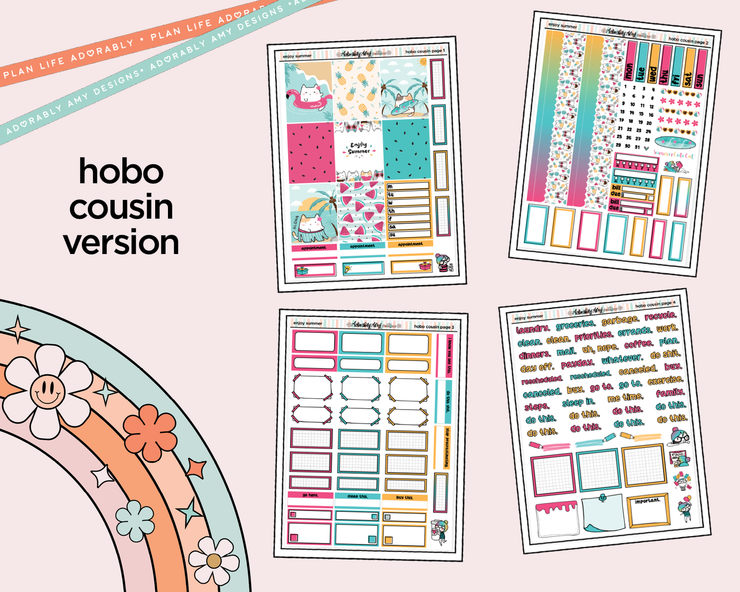 Hobonichi Cousin Weekly Enjoy Summer Planner Sticker Kit for Hobo Cousin or Similar Planners