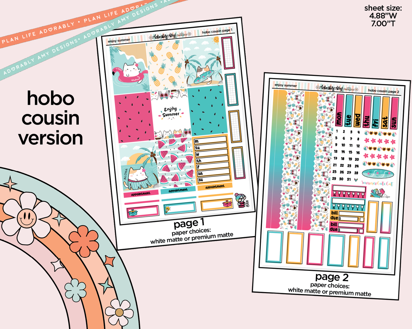 Hobonichi Cousin Weekly Enjoy Summer Planner Sticker Kit for Hobo Cousin or Similar Planners