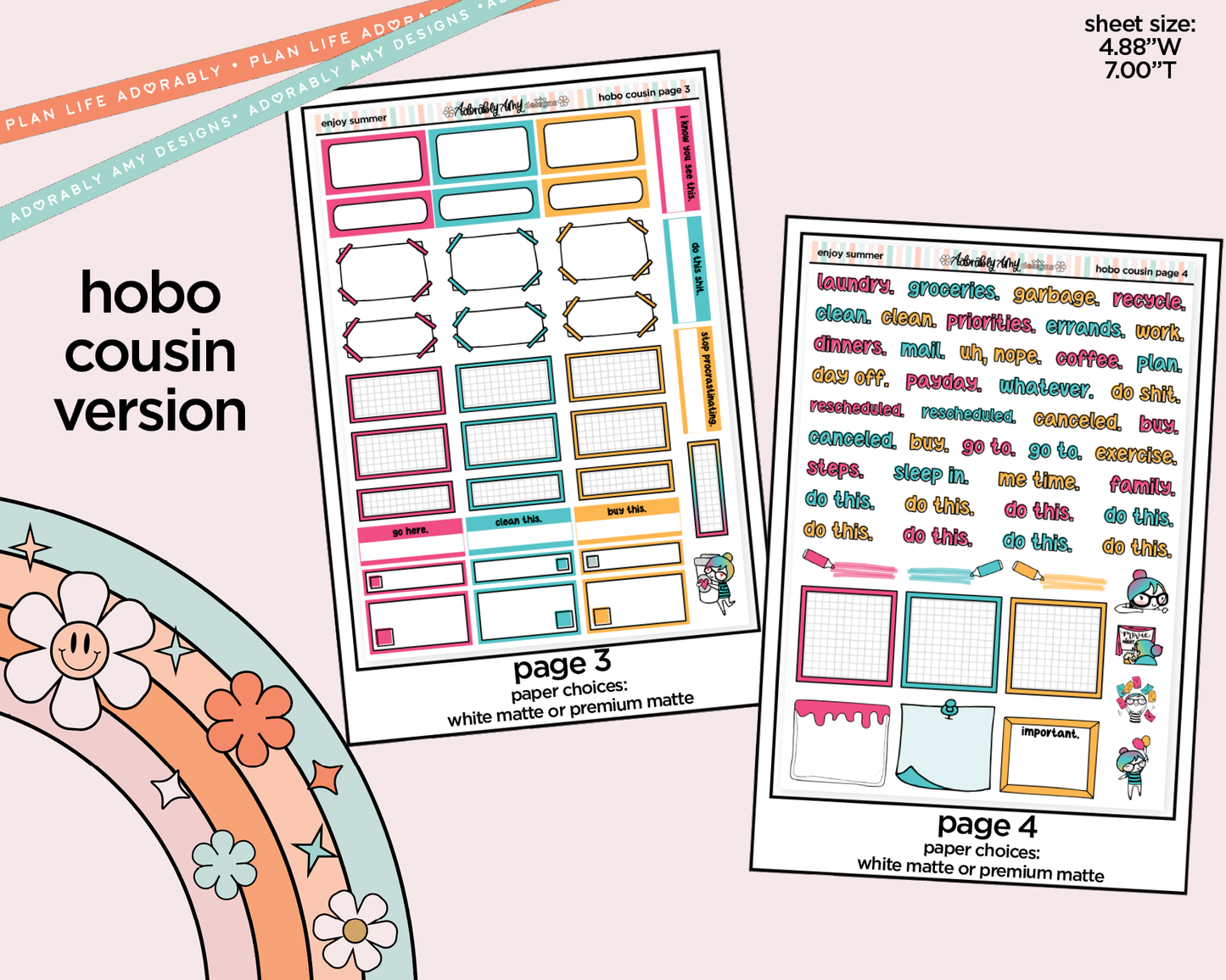 Hobonichi Cousin Weekly Enjoy Summer Planner Sticker Kit for Hobo Cousin or Similar Planners