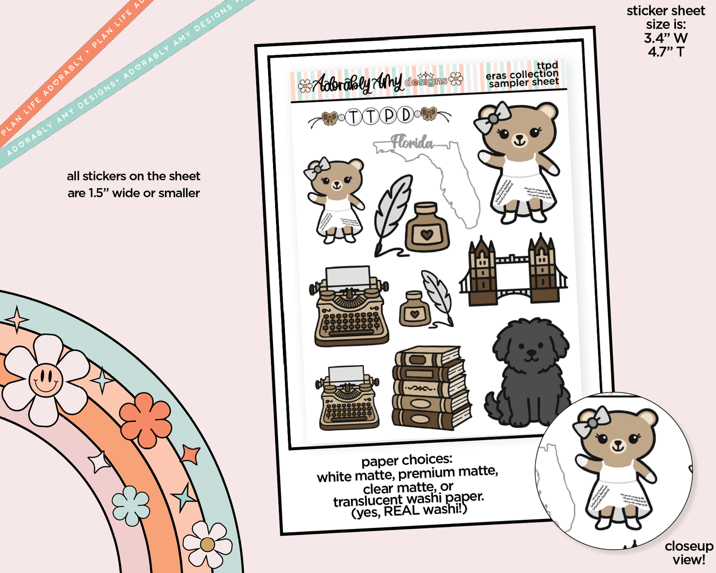 Bailee Bear TTPD Decoration Character Planner Stickers
