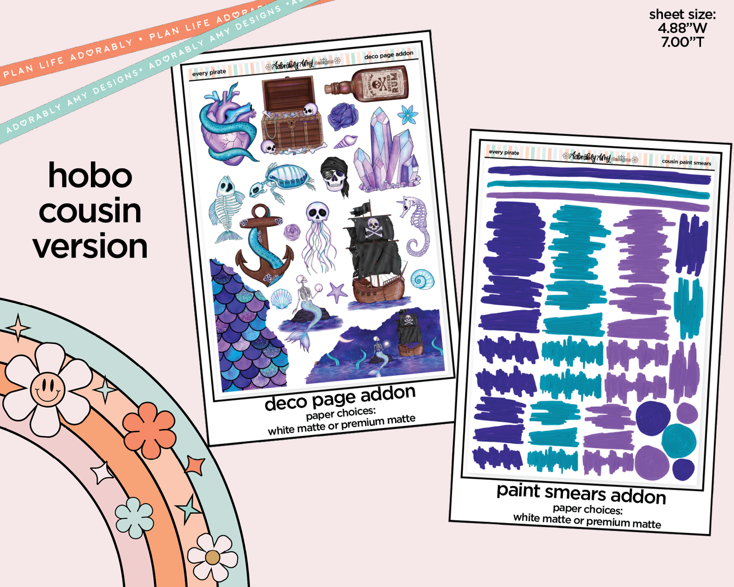 Hobonichi Cousin Weekly Every Pirate Needs a Mermaid Planner Sticker Kit for Hobo Cousin or Similar Planners