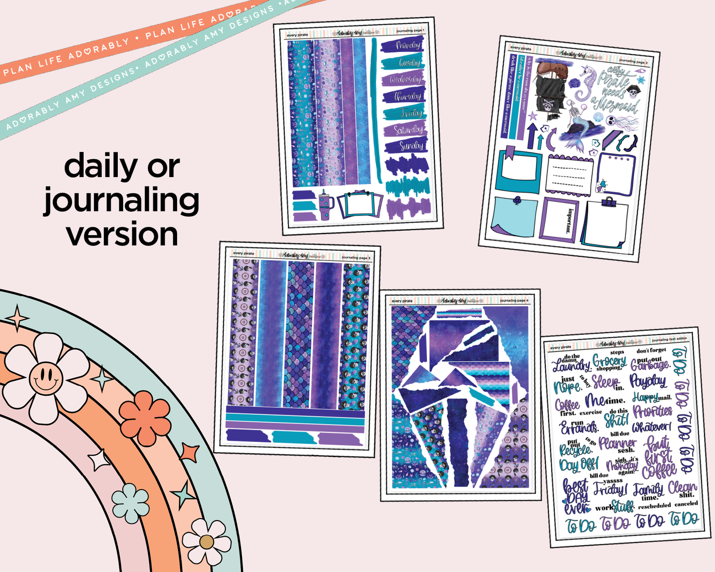 Journaling and Daily Planning Every Pirate Needs a Mermaid Planner Sticker Kit
