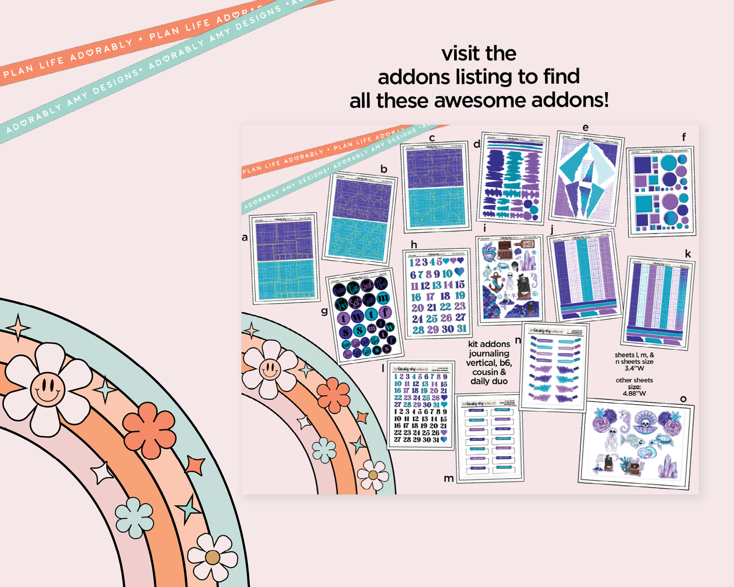 Vertical Every Pirate Needs a Mermaid Weekly Sticker Kit for Vertical Standard Size Planners or Inserts