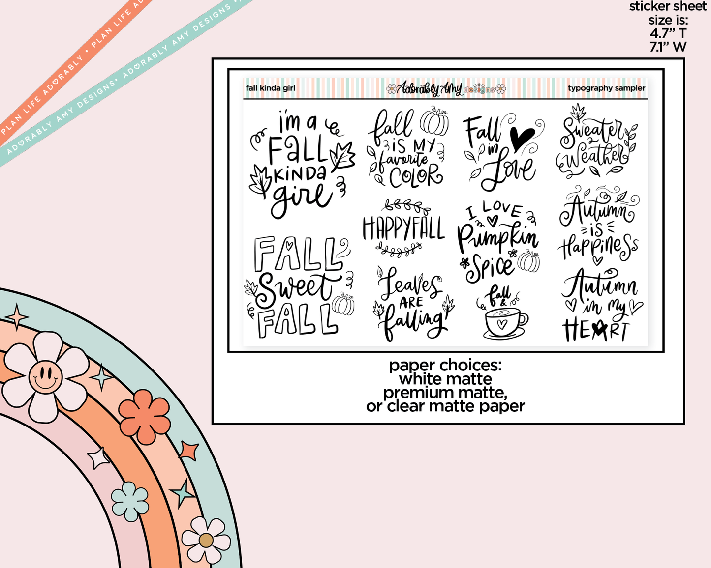Fall Kinda Girl Deco Typography Sampler Planner Stickers