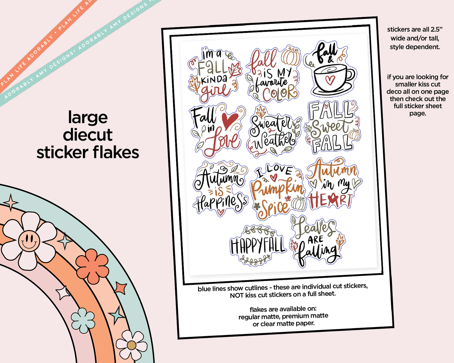 Fall Kinda Girl Deco Typography Sampler Planner Stickers