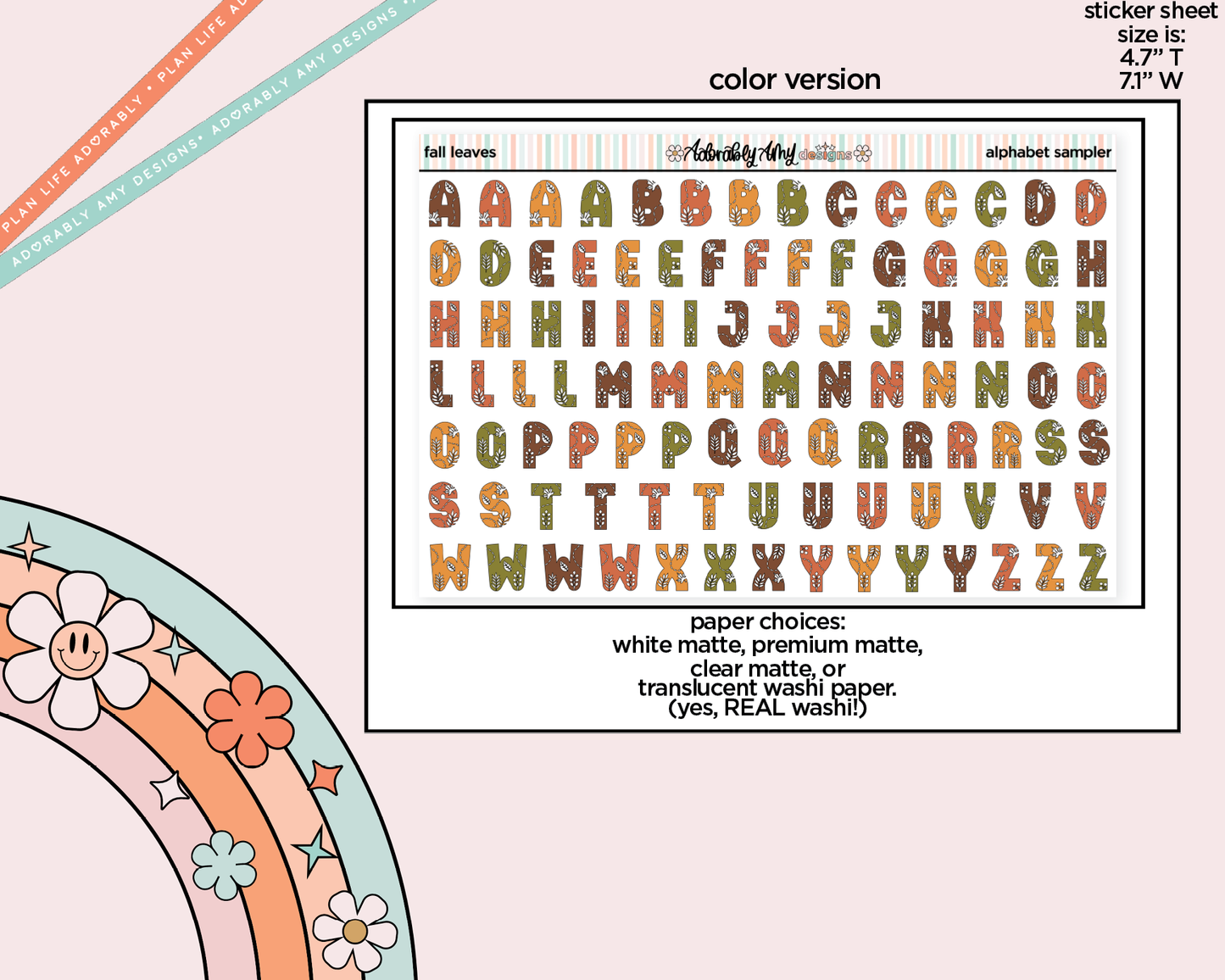 Fall Leaves Alphabet Stickers Deco Typography Sampler Planner Stickers