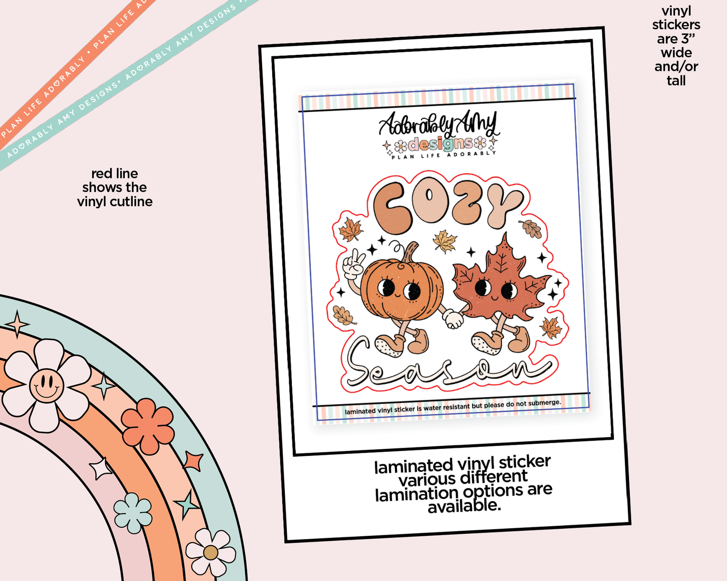 Laminated Vinyl Large Diecut Stickers- Fall Time (4 options)