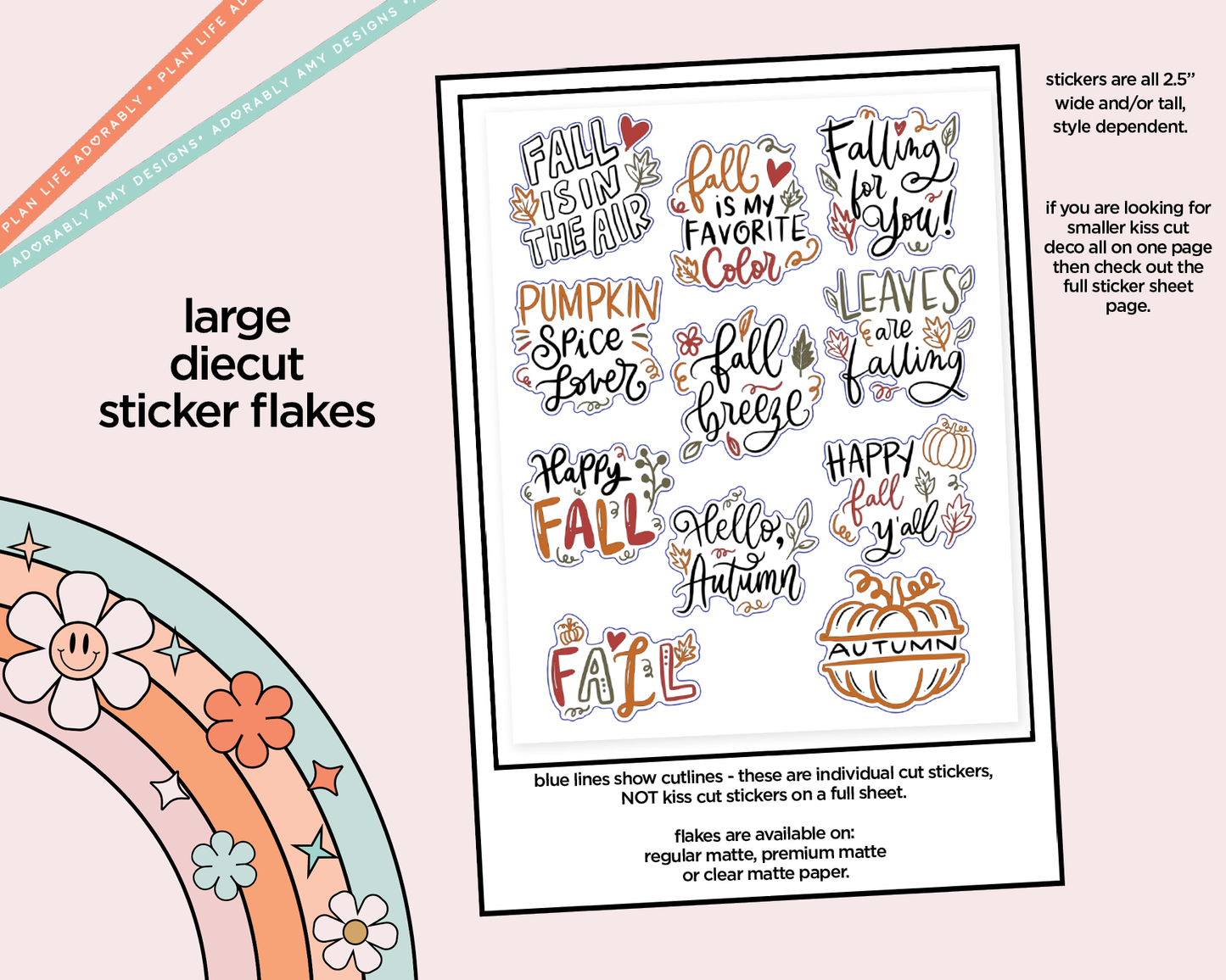 Fall is in the Air Deco Typography Sampler Planner Stickers