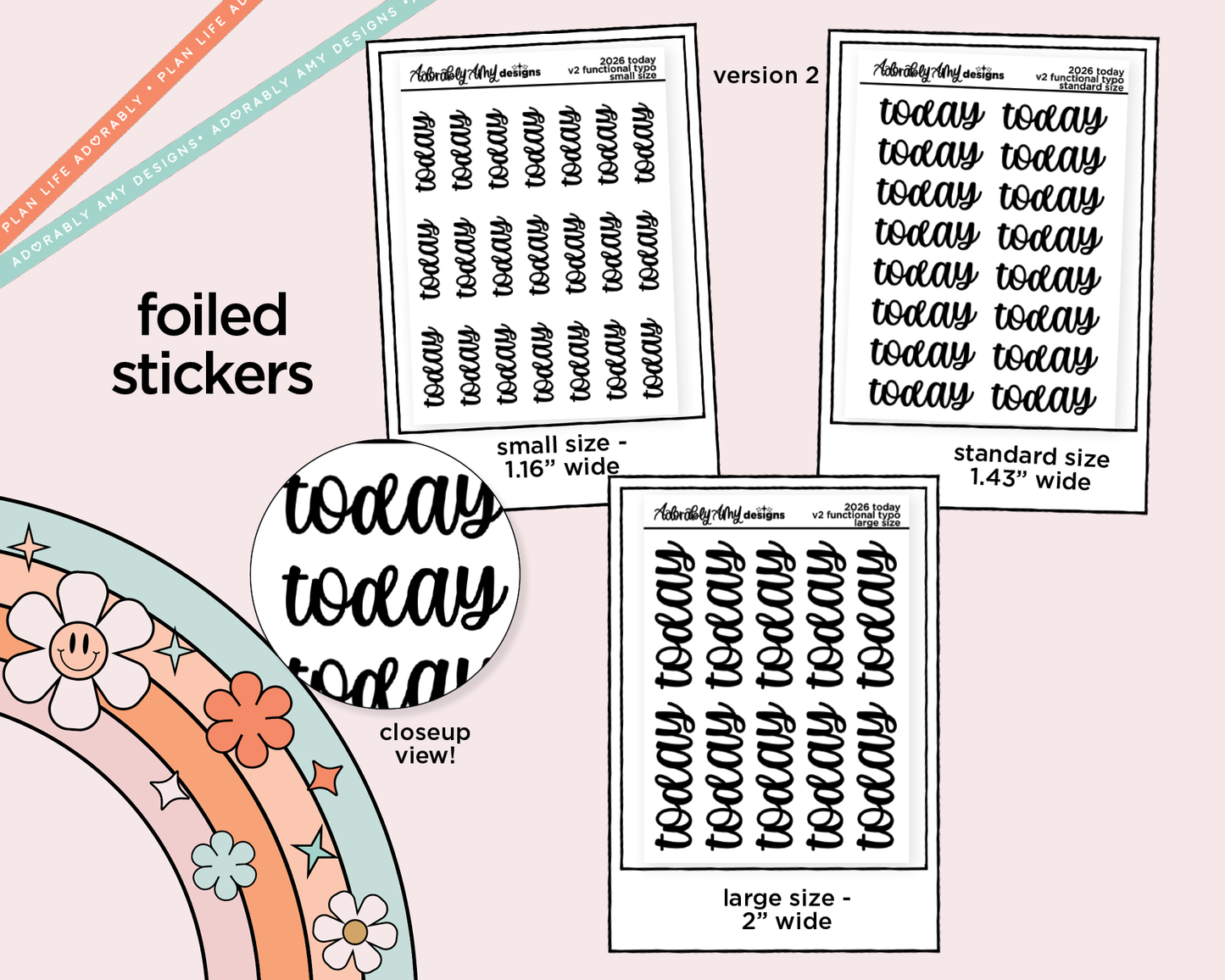 Foiled 2026 Today Stickers for any Planner or Insert