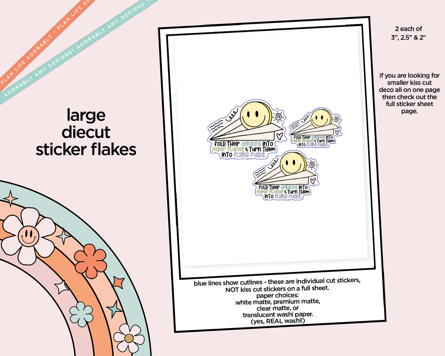 Fold Their Opinions into Paper Planes and Turn Them into Flying Fucks Typography Sampler Planner Stickers