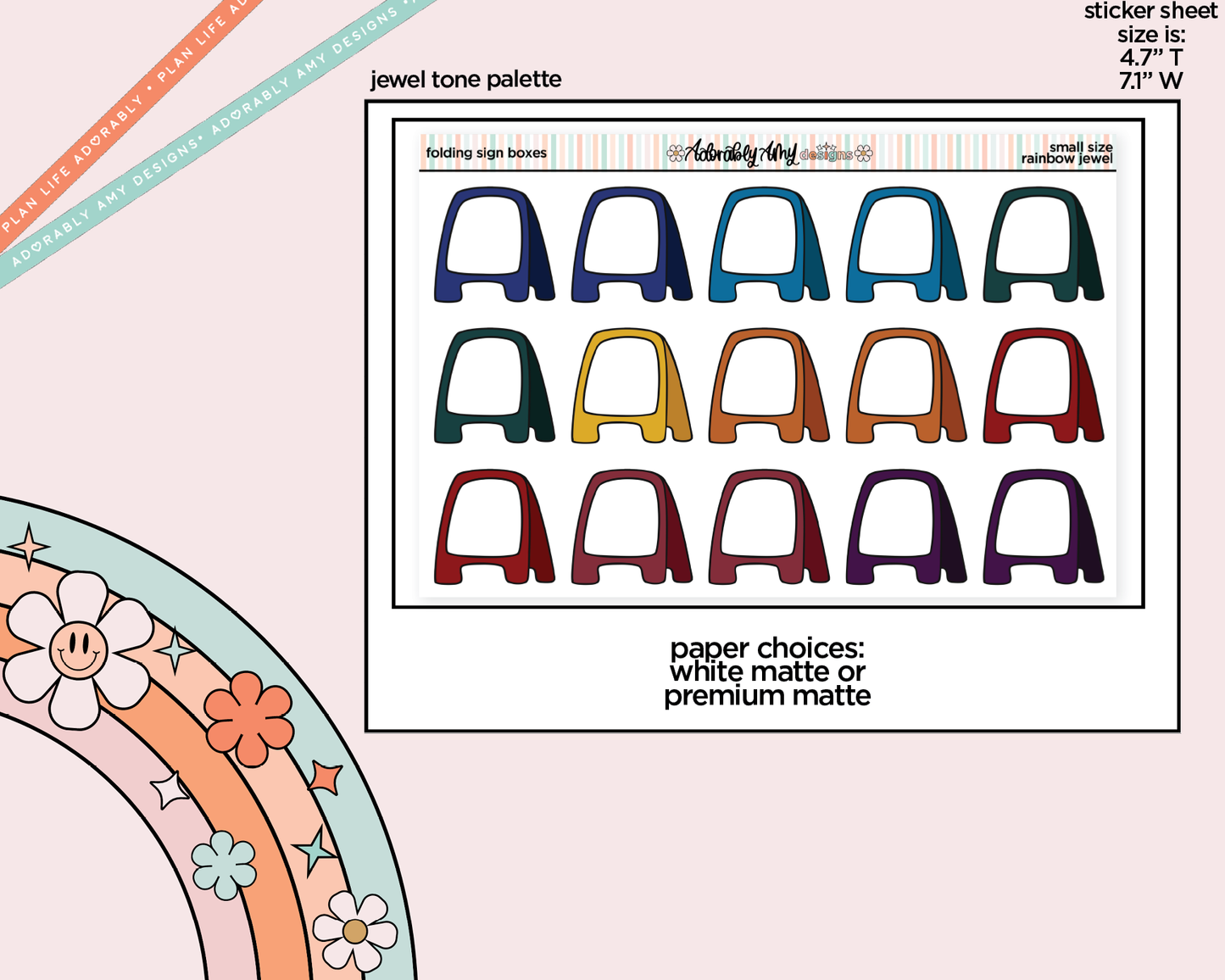 Rainbow Folding Sign Boxes Small Size Planner Stickers