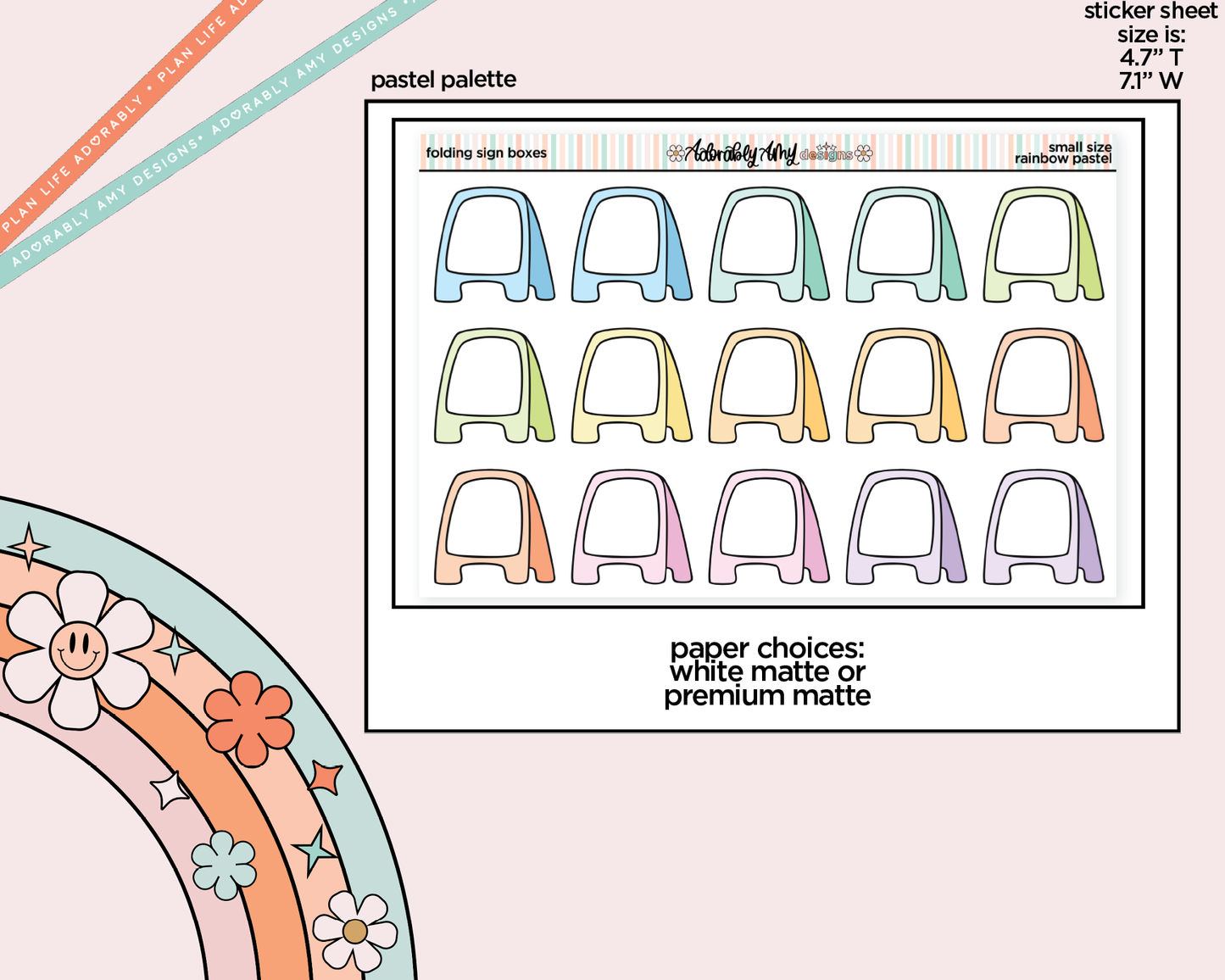 Rainbow Folding Sign Boxes Small Size Planner Stickers